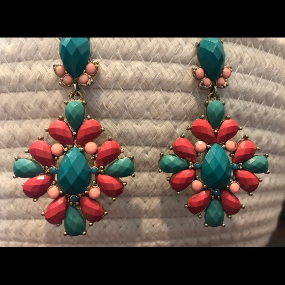 Francesca's Collections Jewelry - Francescas statement earrings teal blush pink